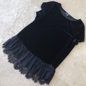Adrianna Papell black velvet and lace top!